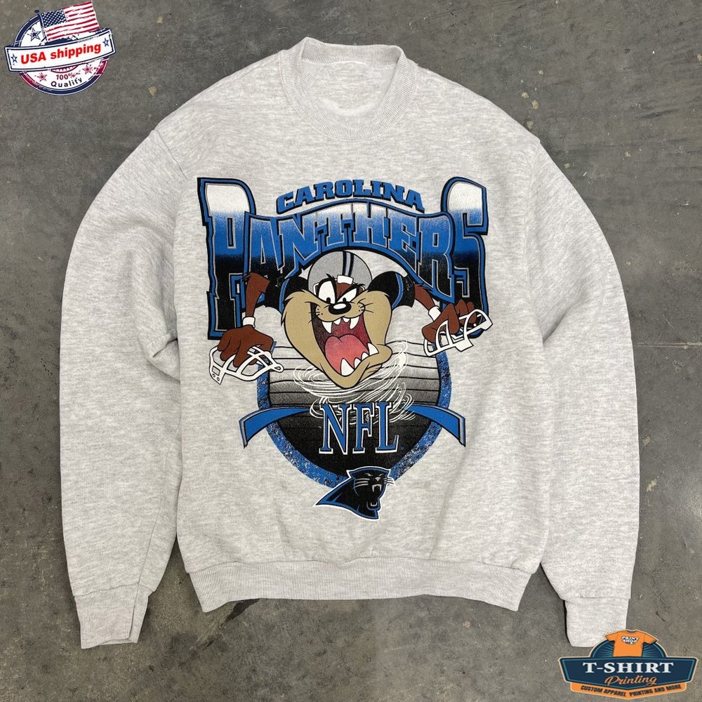Vintage NFL Carolina Panthers Looney Tunes Taz Shirt, Football Shirt, Unisex T-S